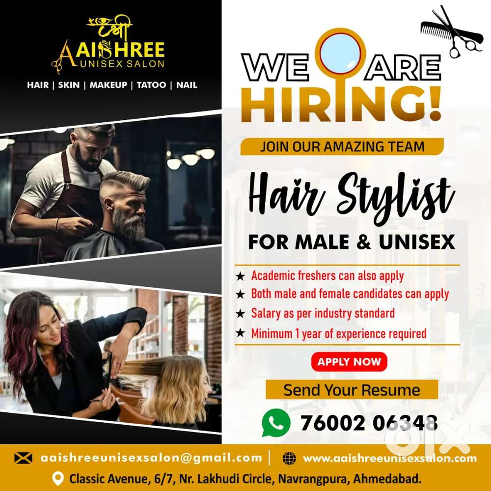 Salon staff required. Fresher can also apply