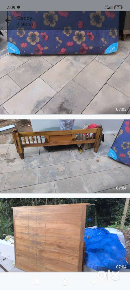 Wooden wardrobe and family cot with bed bed