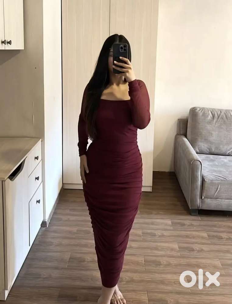 Maroon Eve Ruched Dress