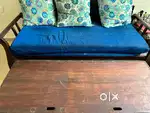 3 seater wooden sofa cum bed with storage