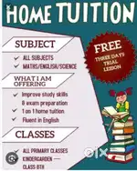 Home tutor upto class 1 to 8