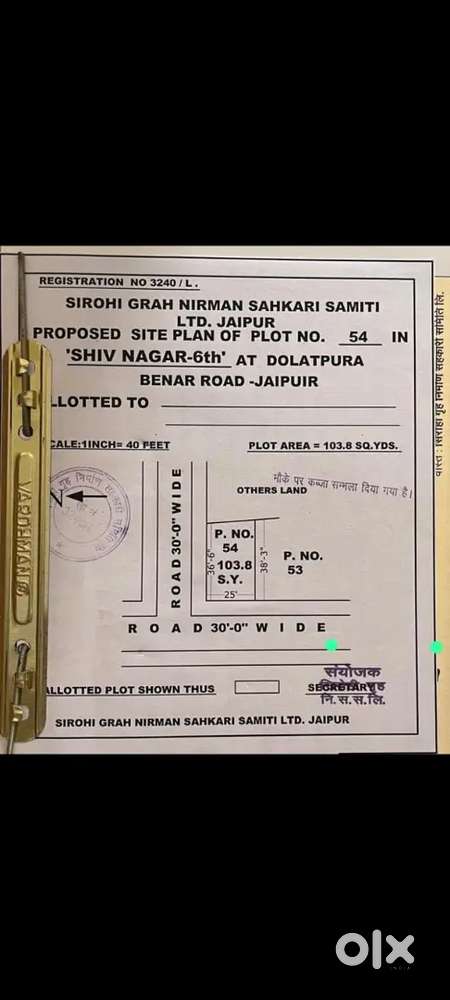 “Prime Corner Plot 104 Sq Yards  30 Ft Road Both Sides  Jaipur”