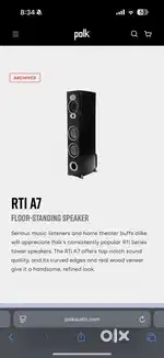 Home theatre Polk tower speakers and Polk centre Speaker