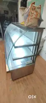 Cool bakery cake and child fridge