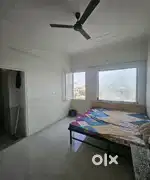 Park facing Furnished Rooms with kitchen, washroom with geyser.