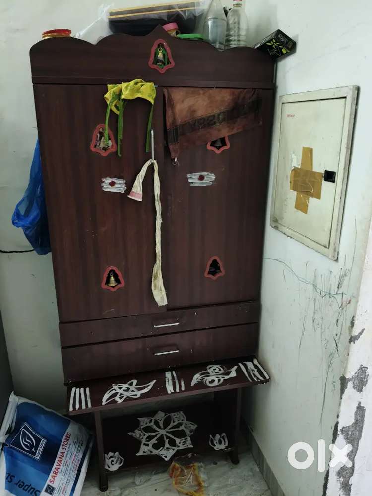 Pooja cupboard + dining table + 3 seater sofa