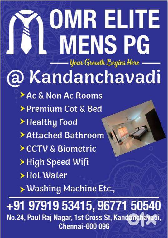 OMR Elite Mens PG in KANDANCHAVADI OMR - Newly Constructed