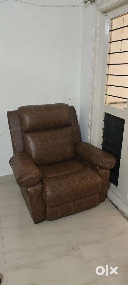 Brown Leatherette Recliner Chair – Single Seater, Good Condition