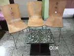 Set of 3 wooden chair and tea table