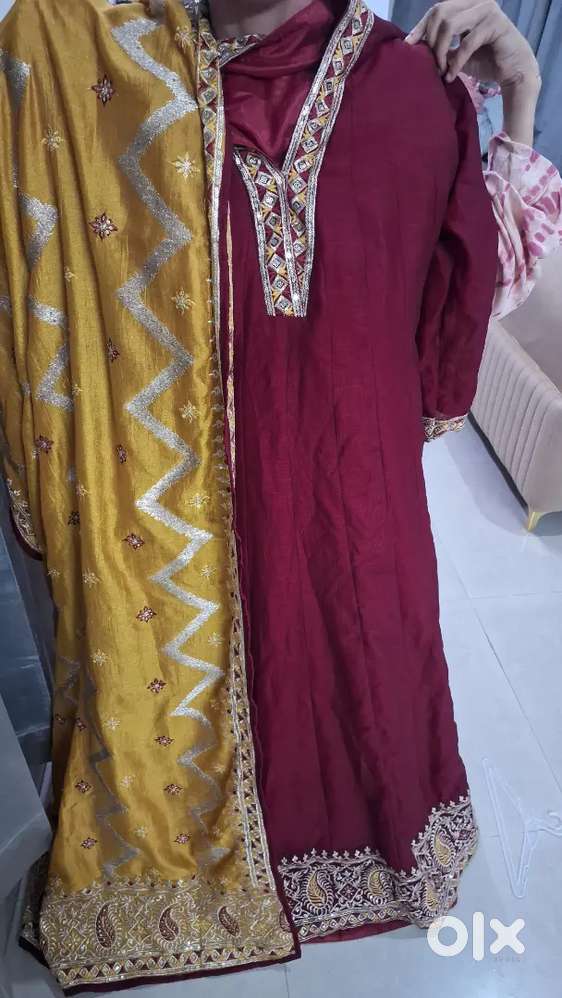 red gown with dupatta