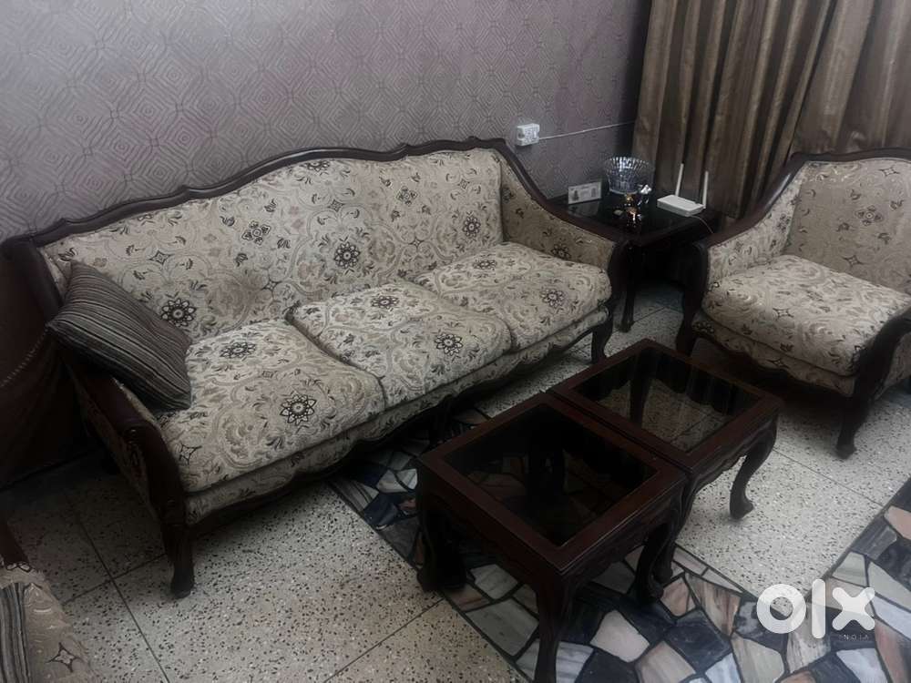 Sofa set with glass tables for living room