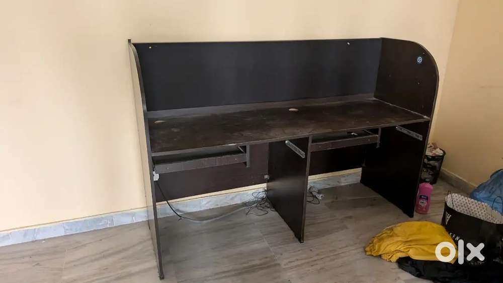 2 computer tables and one chair damaged