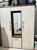 3-Door wooden almirah with mirror and drawer
