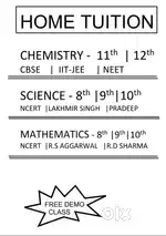 Tutor/HOME TUITION/HOME TUTOR/ CHEMISTRY IIT JEEE/ NEET