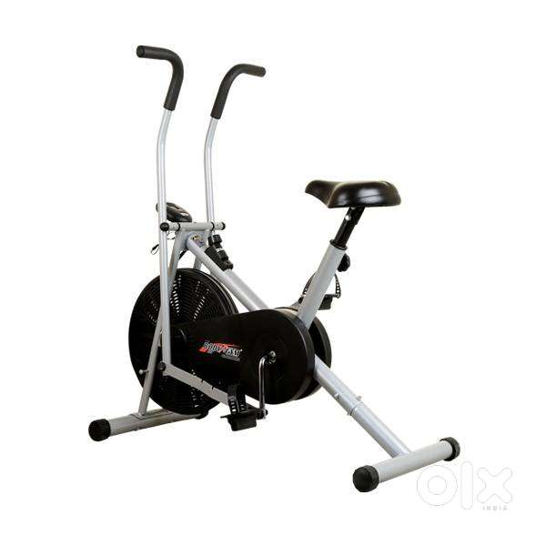 Body Gym Air Bike With Movable Handle (Silver/Black)