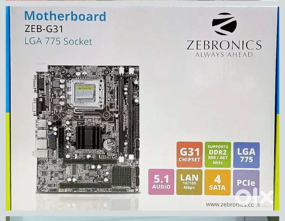 Zebronics G31Computer Motherboard DDR2 RAM Supported Brand New