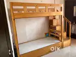 Wooden Bunk bed cum double bed with storage.