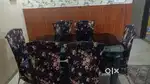 Glass dining table with chair