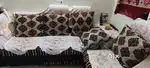 L shape Cushion Sofa, dining table and teak wood old cot