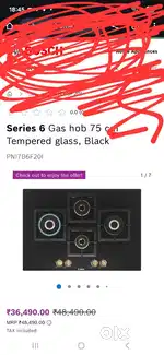 BOSCH HOB 6 series gas 4 burners( box packed) with bill