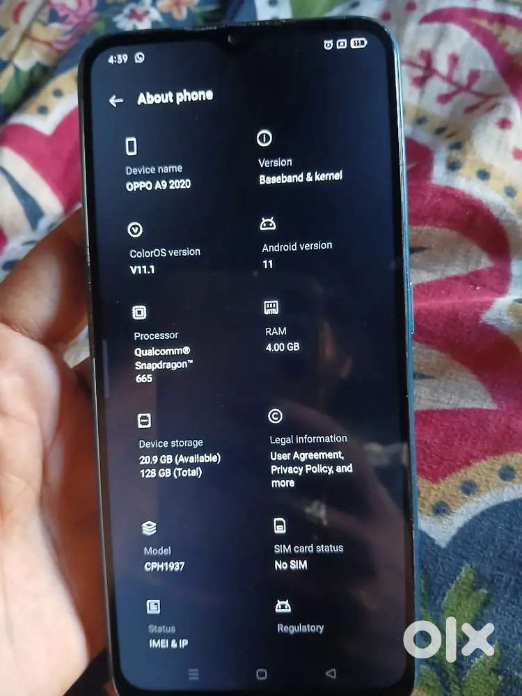 Oppo A9 4GB RAM 128GB internal at 5000rs with bill and box 70%off