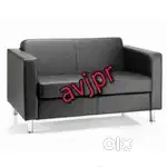 New two seater black colour leather office sofa cafe sofa wating area