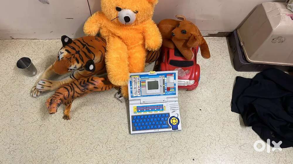 Soft toy lab top car tigar