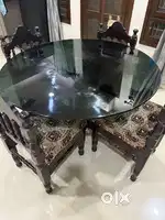 Dining table 4 seater L shape sofa with table and recliner