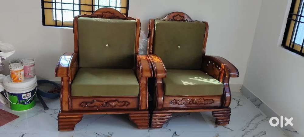 Wood sofa.