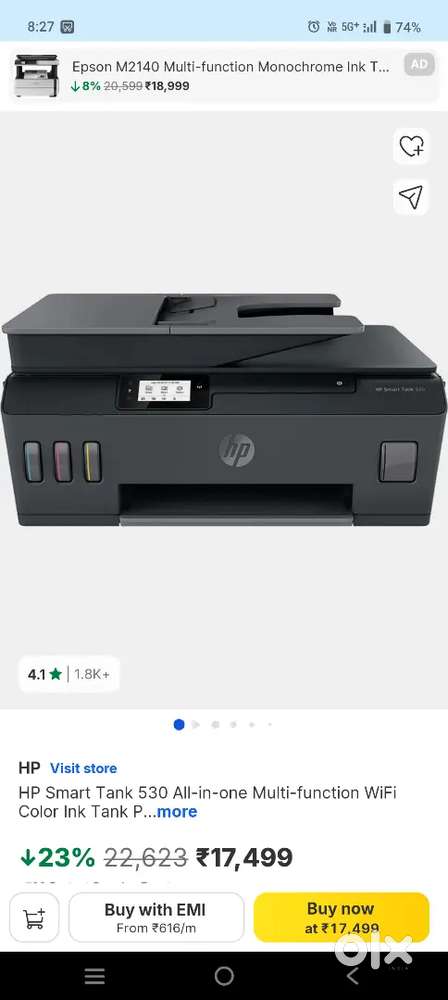 hp smart tank 530 new printer for sale