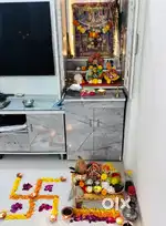 Mandir and TV cabinet with storage