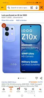 Iqooo 10x 5g new mobile with box and warranty