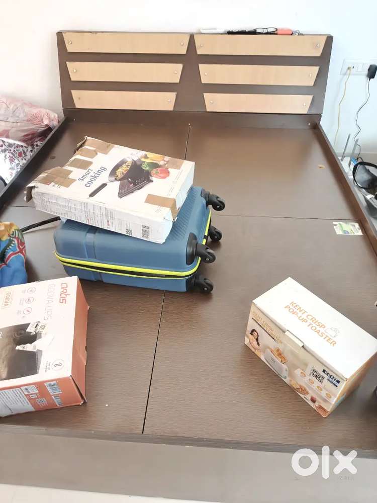 Bed with Mattress and Cupboard