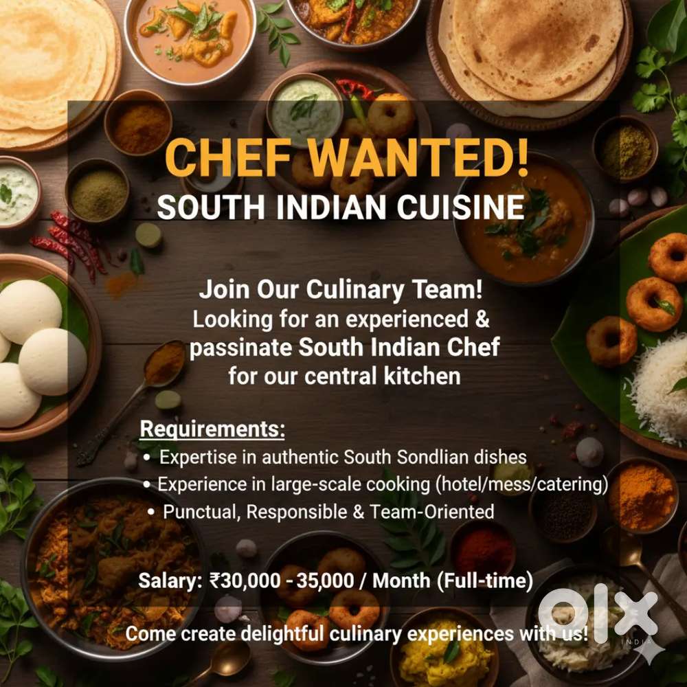 South Indian Chef Required