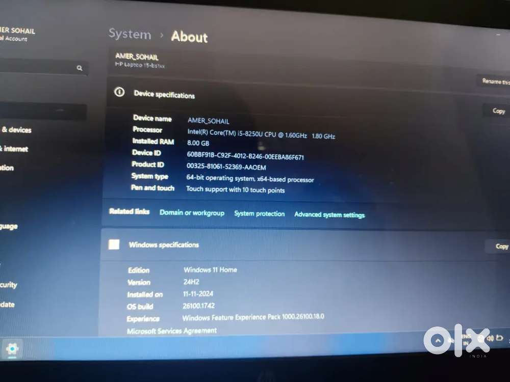 hp 8th generation touch screen