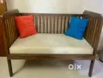 Wooden Settee with Cushion Seat