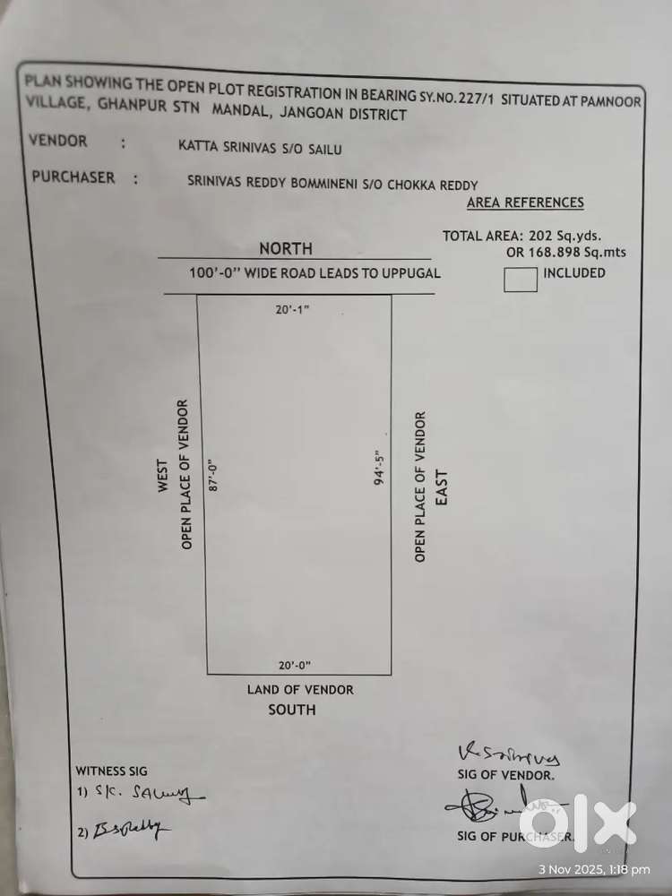 Pamnoor main road 202 yards Open plot for sale