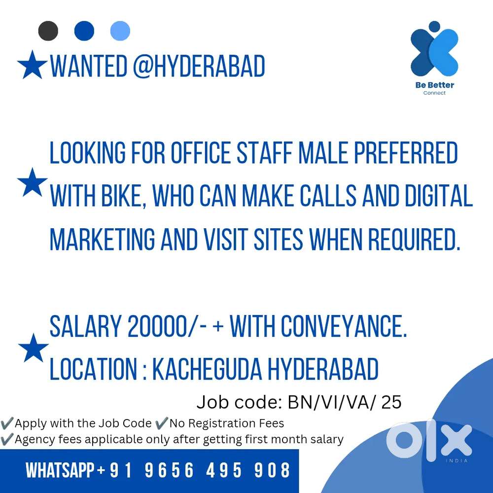 Office staff male Kacheguda Hyderabad