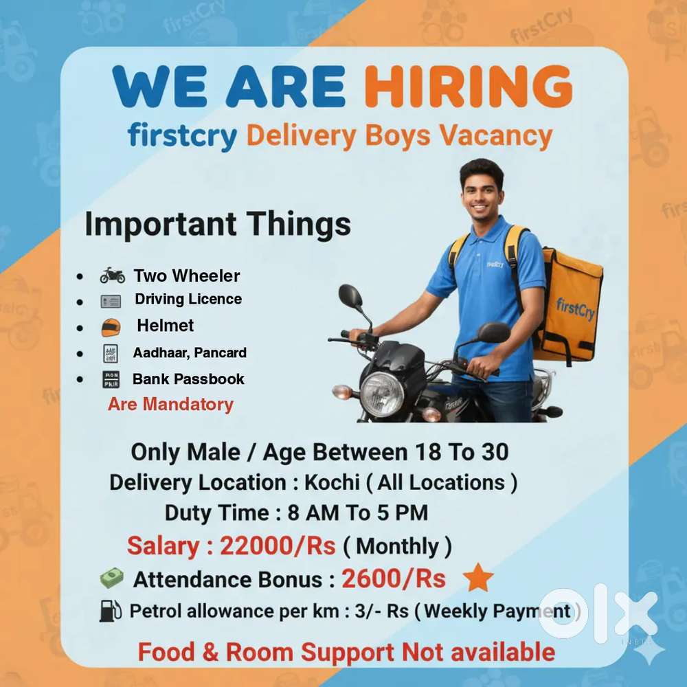 Kochi delivery Boys Vacancy