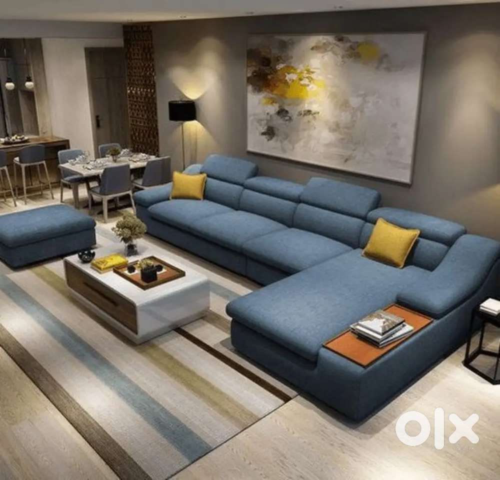 Italian Adjustable Headrest L Shape Sofa Set with premium quality