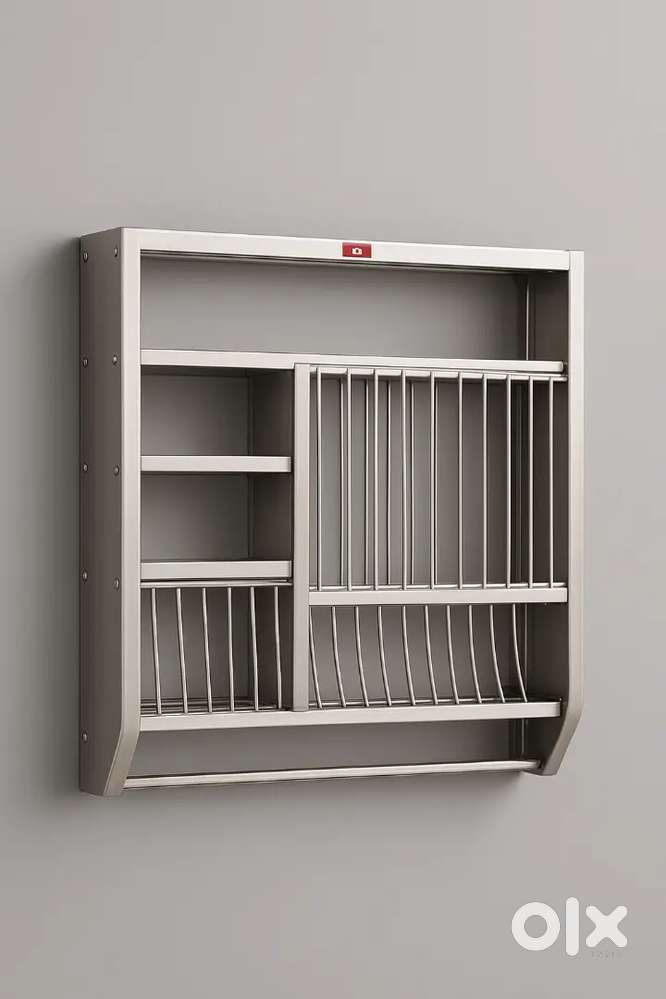 wall-mounted stainless steel kitchen dish rack