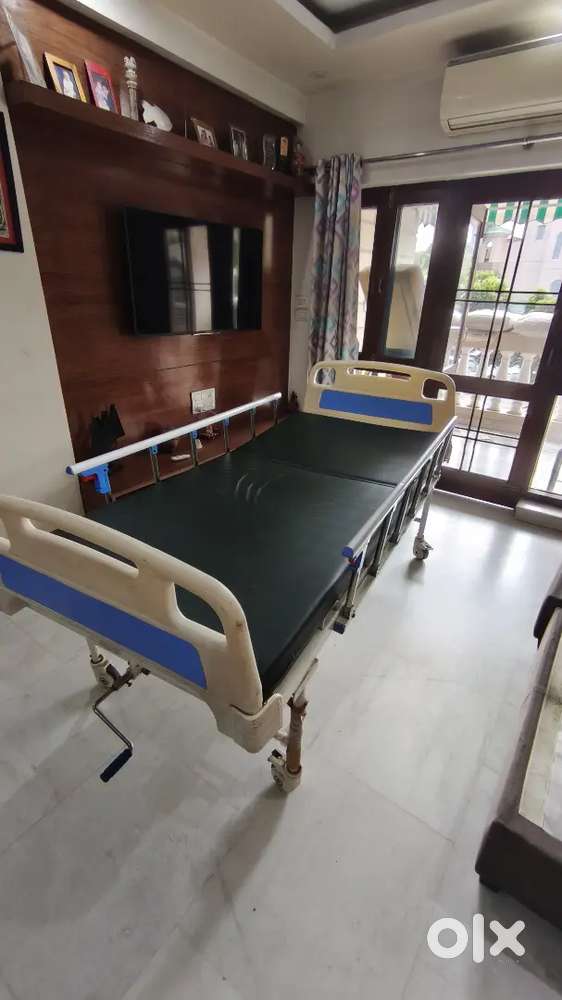Adjustable Medical Bed with Side Guard & Mattress