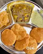 Making puri sabji, samosa ,jalebi