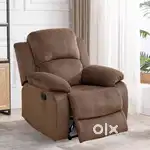 Black grey fabric manual Recliner sofa chair
