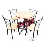New ss frame with wood top four seater dining table cafe furniture