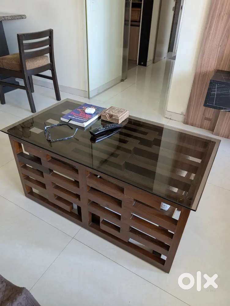 Wooden Coffee Table with Seating Stools