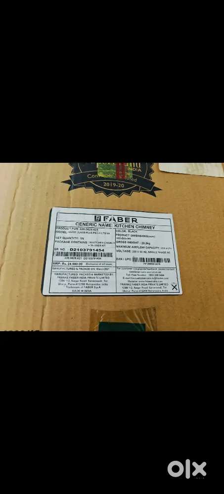 FABER HOOD CLASS Chimney Seal packed