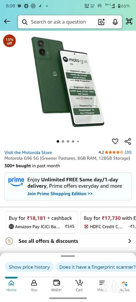 Motorola g96 5g 8 128 o only 30 days old