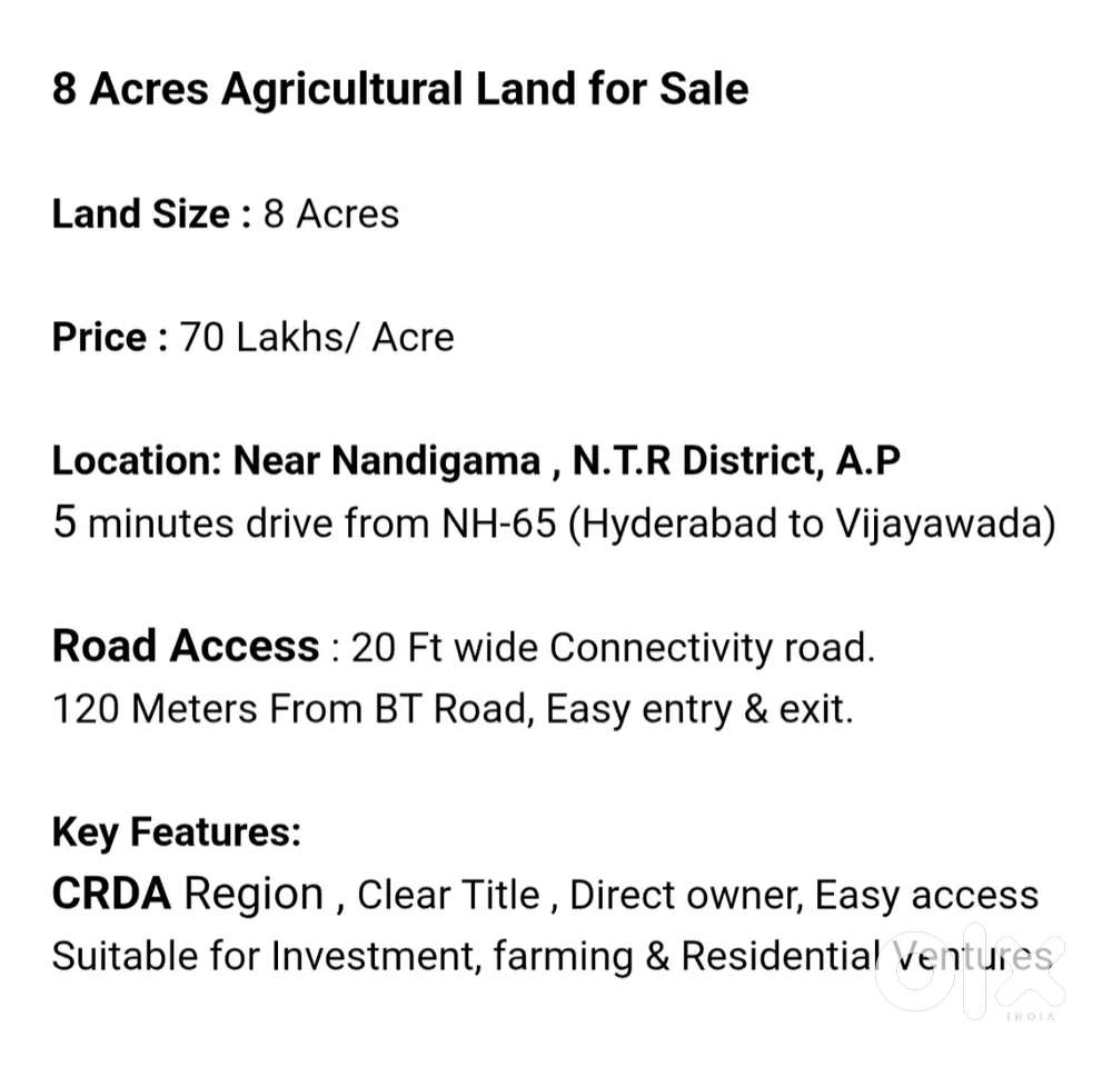 8 Acres Land for Sale