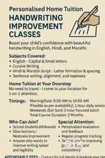 Handwriting Home Tuition  English, Hindi, Marathi